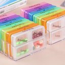 Ver imagem 1 de Organizador de Medicamentos Semanal 4X Dia com 28 Divisorias Suporte Acrilico Plastico Resistente