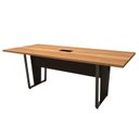 Ver imagem 2 de Mesa Reunião Escritório 2,00m x 0,90m com Caixa de Tomadas e Pés em Metal Industrial Executive F5 Marrom/Nogal/Preto