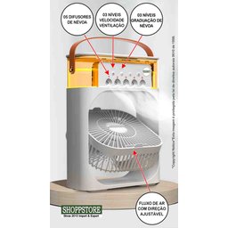 Ventilador Climatizador Pessoal com 5 Atomizadores de Névoa:Branco - 3
