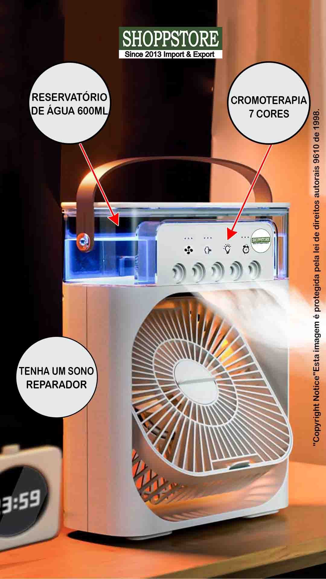 Ventilador Climatizador Pessoal com 5 Atomizadores de Névoa:Branco - 2