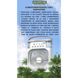 Ventilador Climatizador Pessoal com 5 Atomizadores de Névoa:Branco - 5