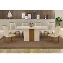 Ver imagem 2 de Mesa de Jantar Doha 160x80 Reto Off White Freijó Decor Off com 6 Cadeiras Freijó Joli Palha –