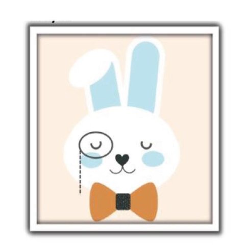 Quadro Decorativo Infantil Coelho Coelhinho para Quarto Bebe Safari Animais Coloridos Criança