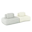 Ver imagem 2 de Sofá Ilha Sala de Estar Dakota 2 Módulos 316cm Encostos Almofadas Soltas Linho Cinza/OffWhite G33 - 