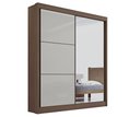 Ver imagem 1 de Guarda Roupa Casal Athenas 2 Portas 3 Gavetas com Espelho com Pés - D Doro Castanho/off White