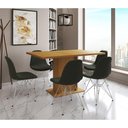 Ver imagem 1 de Mesa Jantar Londres Retangular Canela 137x90cm 6 Cadeiras Estofadas Verde Ferro Branco