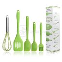 Ver imagem 1 de Kit de Cozinha Verde 5 Utensílios de Silicone com Peças Batedor Manual Espátulas Pincel Cor:verde;ta