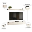 Ver imagem 4 de Rack TV 65 pol. Suspenso 160cm 2 Portas Lila Off White Z49 - Mpozenato