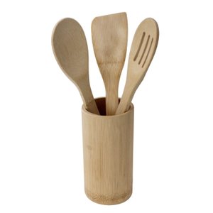 Conjunto De Utensílios Para Cozinha Em Bambu - 4 Peças