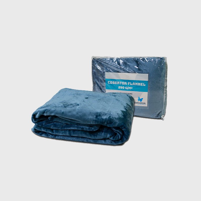 Cobertor Manta Queen Soft Liso 2,20x2,40m Bellotok Azul 290g Microfibra Aveludada - 2