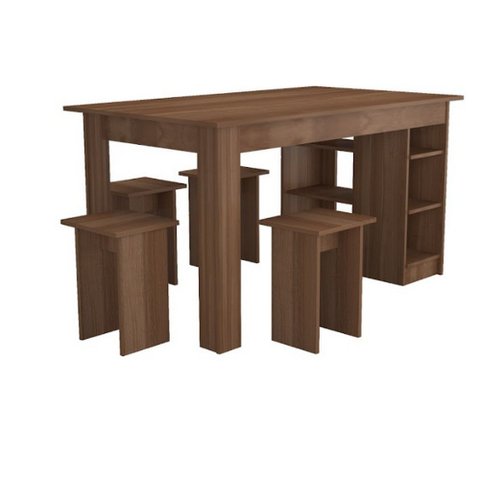 Conjunto de Mesa de Jantar com Nichos e Bancos Nova Mobile