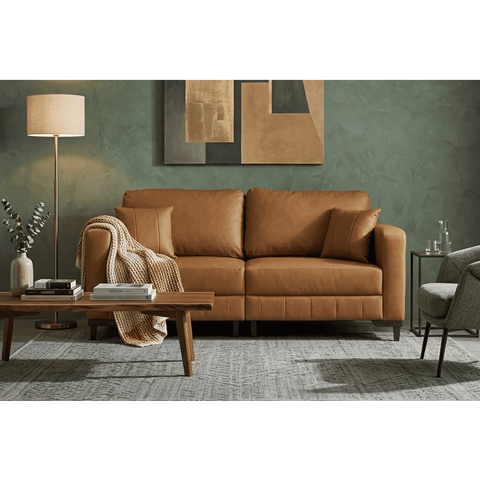 Sofá Benson 3 Lugares 1,80m em Corano com Pés de Madeira, Design Clássico e Moderno, Conforto e Sofi