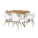 Ver imagem 6 de Mesa Jantar Industrial Canela 137x90cm Base V Dourada com 6 Poltronas Daw Madeira Branc Marrom
