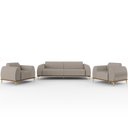 Ver imagem 1 de Kit Sofá 2 Lugares 150cm com 2 Poltronas Molino Pés D'ouro D02 Linho Bege C-107 - Lyam Decor