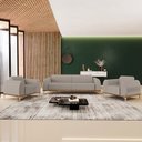 Ver mais imagens de Kit Sofá 2 Lugares 150cm com 2 Poltronas Molino Pés D'ouro D02 Linho Bege C-107 - Lyam Decor