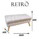 Ver imagem 3 de Puff Decorativo Retrô Paris Capitonê 1 Metro Pé Palito Suede Branco - LM DECOR