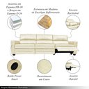 Ver imagem 3 de Sofá Sala de Cinema Elétrico Maldivas Reclinável Retrátil 4 Lugares 281cm Couro Off White G40 - Gran