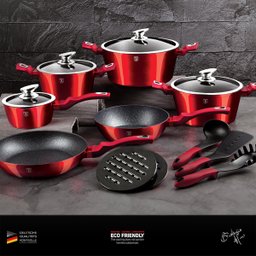 Jogo Panelas e Utensílios 15 Peças Tripla Camada de Mármore Burgundy Berlinger Haus Frigideira Caçar - 4