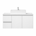 Ver imagem 3 de Conjunto de Banheiro MDF 0,80m Branco Gabinete Cuba e Espelheira:Branco