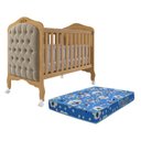 Ver imagem 1 de Berço Mini Cama Harmonia Nature/branco com Capitonê e Colchão Physical - Permóbili Baby