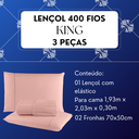 Ver imagem 3 de Jogo de Lencol King 400 Fios 3 Peças Cor Rose Micro Percal C Elastico Hotel Luxo