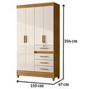 Ver imagem 2 de Guarda Roupa Solteiro Sobral 4 Portas Freijó Off White Moval