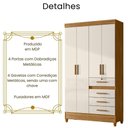 Ver imagem 3 de Guarda Roupa Solteiro Sobral 4 Portas Freijó Off White Moval