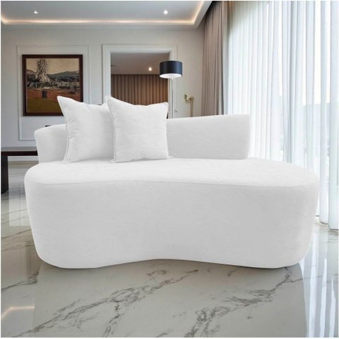 Namoradeira Sofá Feijão Hana Orgânica Couro Branco