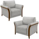 Ver imagem 2 de Kit 2 Poltronas Pés em Madeira Market Veludo Cinza