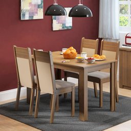 Conjunto Sala de Jantar Havana Madesa Mesa Tampo de Madeira com 4 Cadeiras Rustic/Crema/Pérola Cor:R - 2
