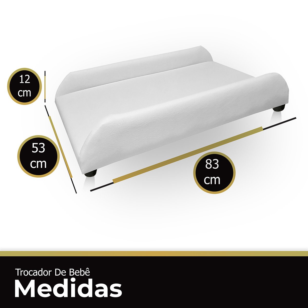 Trocador de Bebê Trocador Portátil de Fraldas Almofadado para Cômoda Sintético Branco - 6