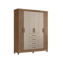 Ver imagem 4 de Guarda Roupa Roupeiro Aruba 6 Portas 4 Gavetas Carvalho Fendi Moval