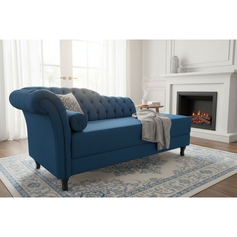 Recamier Decorativo Divã Styllus Lado Direito Bouclé Azul Marinho