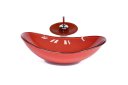 Ver imagem 1 de CUBA DE VIDRO OVAL 47CM VERMELHO FERRARI + VALVULA + TORNEIRA CASCATA