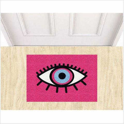 Capacho Vinil Olho Grego 0,60x0,40 Cm Pink Antiderrapante.