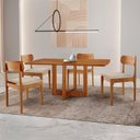 Ver imagem 1 de Conjunto de Mesa de Jantar 120cm com 4 Cadeiras Bellini Imbuia e Linho