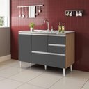 Ver imagem 1 de Balcão Maceió para Pia 1,20 2 Portas com Gavetão Amêndoa Grafite