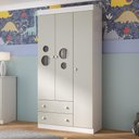 Ver imagem 1 de Guarda-roupa Infantil 92cm com Vidro 3 Portas e 2 Gavetas Pirulito Multimóveis Mp4467 Branco/off
