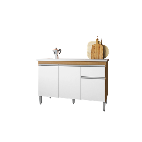 120cm Balcão Gabinete Cozinha Tatiane Amendoa/branco sem Tampo Ajl