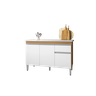 120cm Balcão Gabinete Cozinha Tatiane Amendoa/branco sem Tampo Ajl - 1