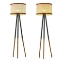 Ver imagem 2 de Luminária de Chão Ravena Tripé Ferro Madeira Design Moderno