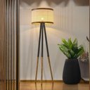 Ver imagem 1 de Luminária de Chão Ravena Tripé Ferro Madeira Design Moderno