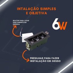 Kit 05 Spot Embutir Led Picco 6w Preto 3000k 24° Linear - 4