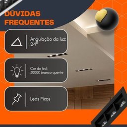Kit 05 Spot Embutir Led Picco 6w Preto 3000k 24° Linear - 3