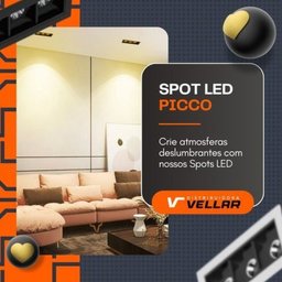 Kit 05 Spot Embutir Led Picco 6w Preto 3000k 24° Linear - 6