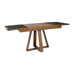 Mesa Elástica Seul em Madeira Maciça e Vidro Preto Pinhão - 1