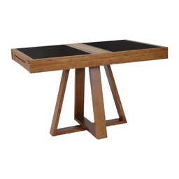 Mesa Elástica Seul em Madeira Maciça e Vidro Preto Pinhão - 2