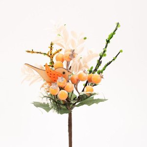 Kit 10 Ramos Artificiais Decoração Páscoa Frutas e Passarinho 23cm