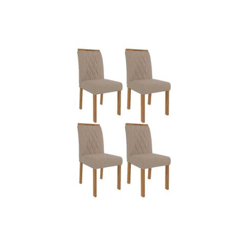 Kit 4 Cadeiras Sala Jantar Juliana Wood 4 Un Carvalho/linho Bege - Cimol