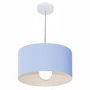 Ver imagem 1 de Lustre Pendente Cilíndrico Vivare Md-4031 Cúpula em Tecido 40x21cm - Bivolt - Azul Bebê - Bivolt